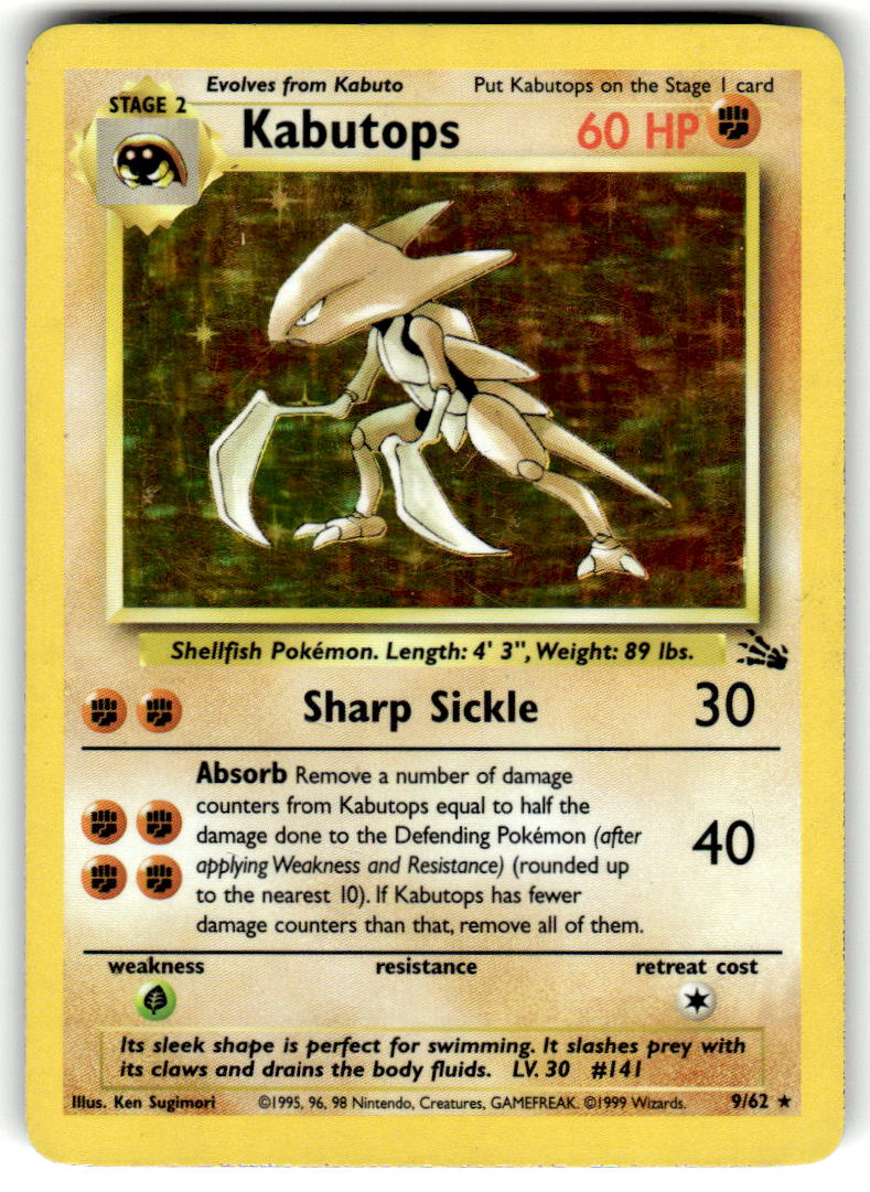 Kabutops - Fossil (9/62) - Lightly Played (LP) Unlimited Holofoil