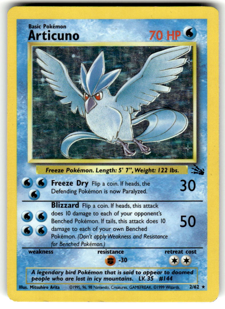 Articuno - Fossil (2/62) - Moderately Played (MP) Unlimited Holofoil