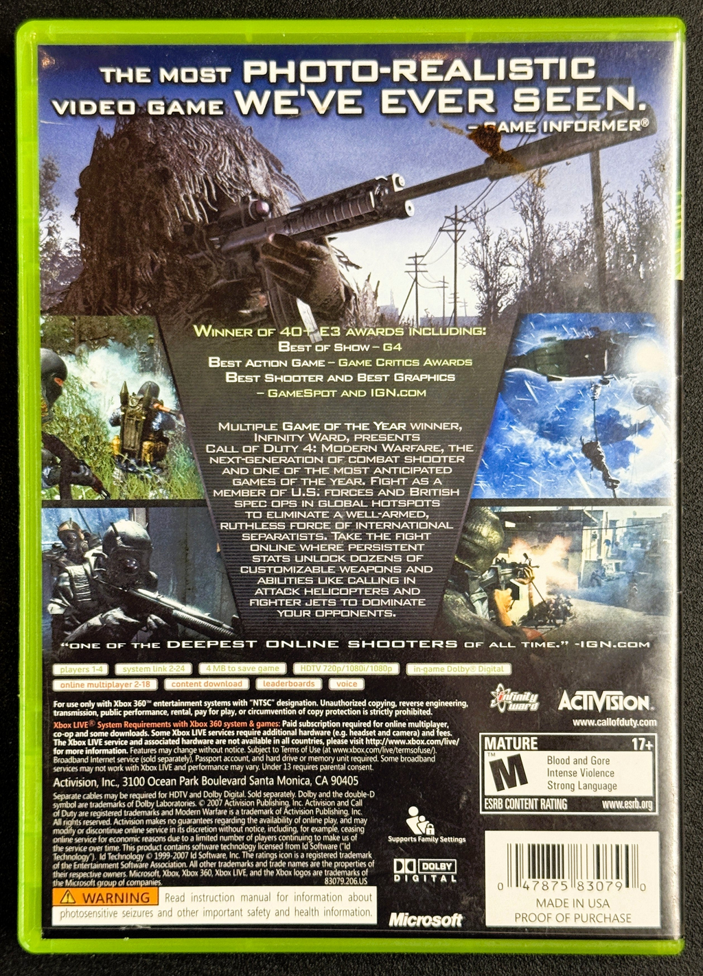 Call of Duty 4 Modern Warfare (Xbox 360, 2007, CIB)