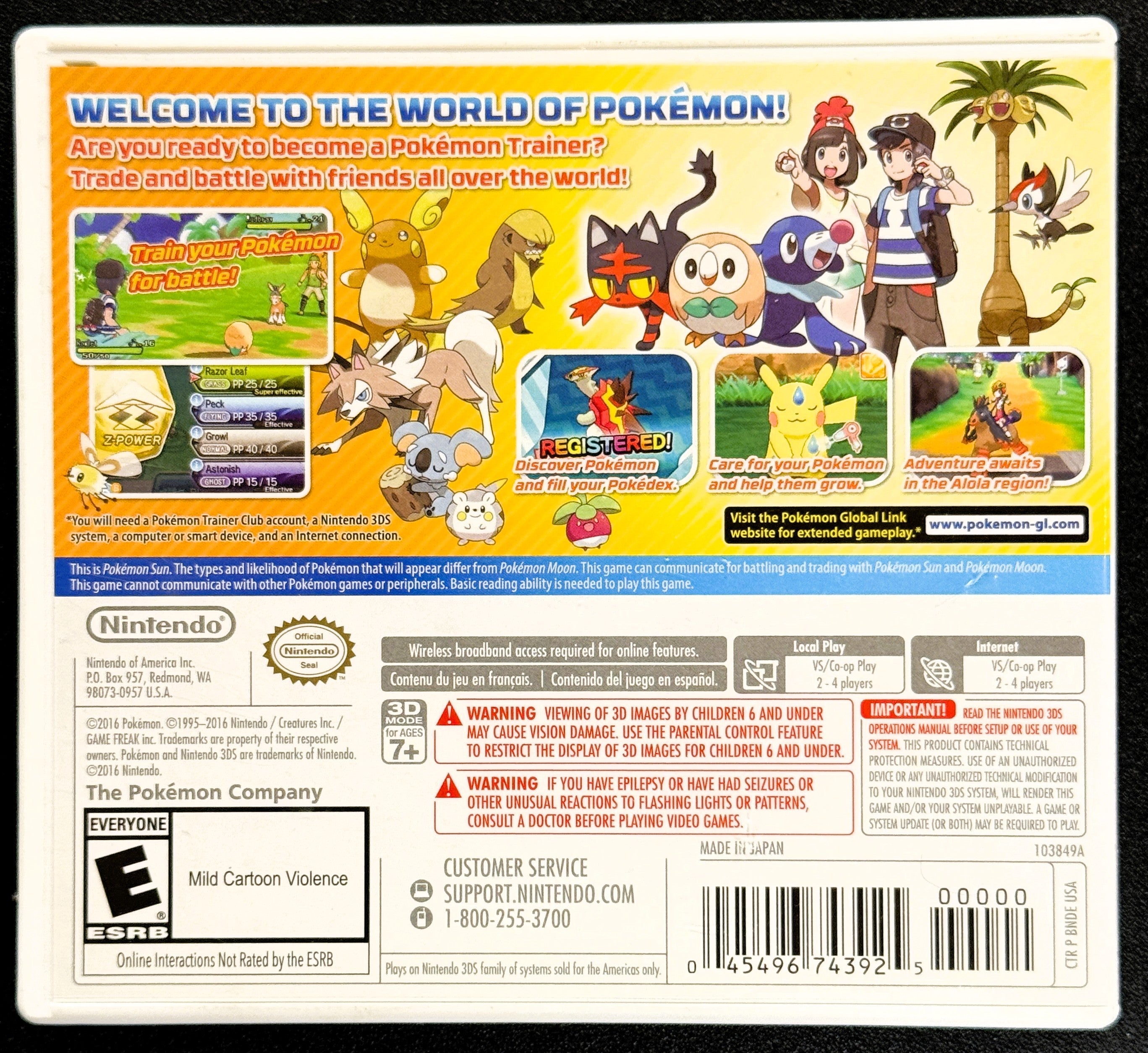 Pokemon Sun (Nintendo 3DS, 2016)